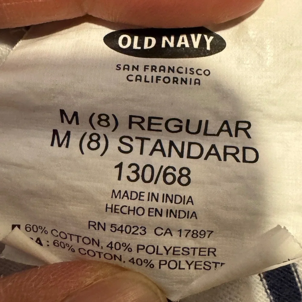 Old Navy Girls Striped Midi Dress Size 8 White Navy Blue Coral Summer Vacation